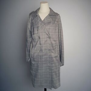 Forever 21 Small Black & Off White Checkered Trench Coat